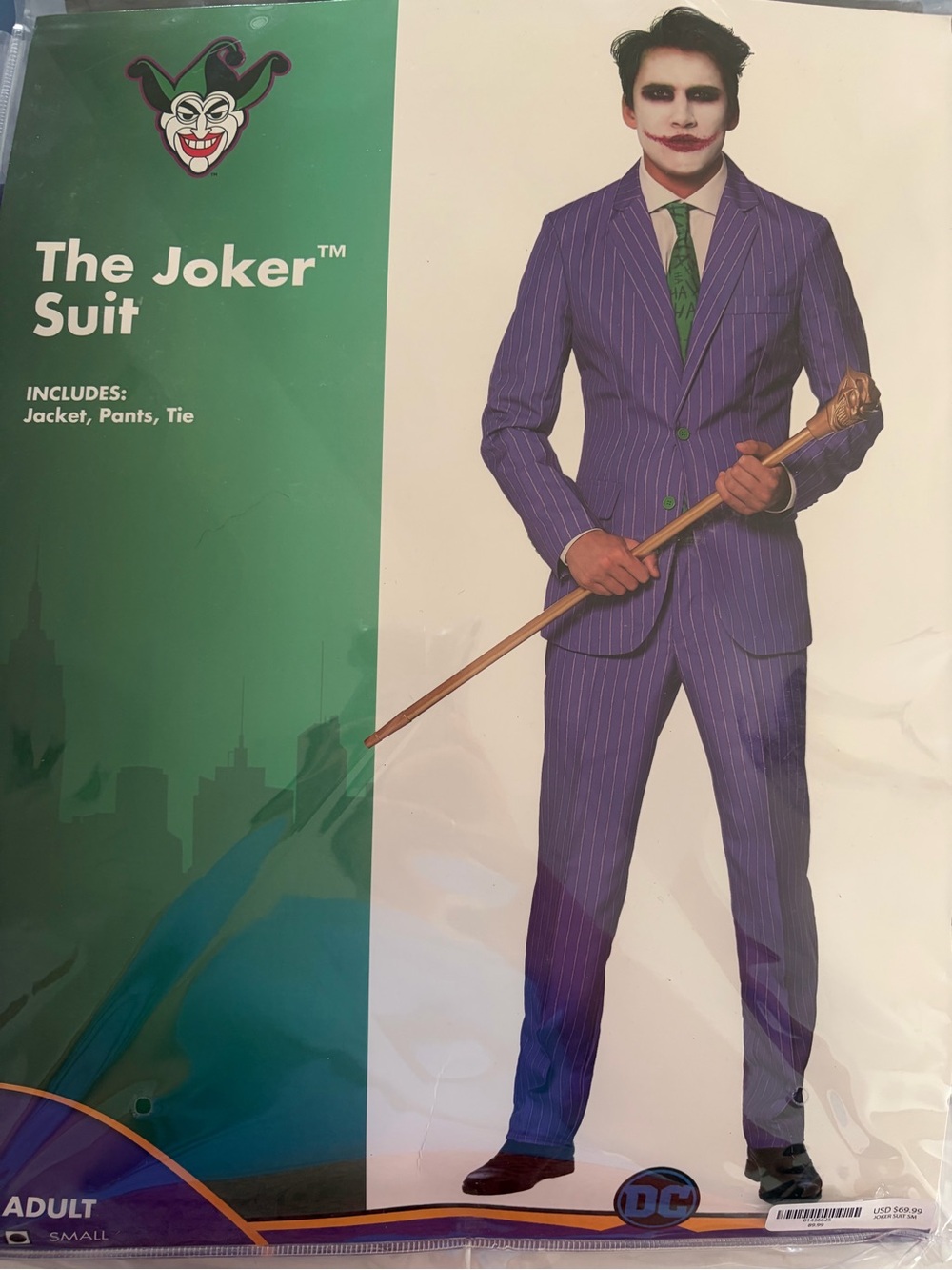 The Joker Purple Pinstripe Suit - Men's Costume Jacket, Pants & Tie / Adult S